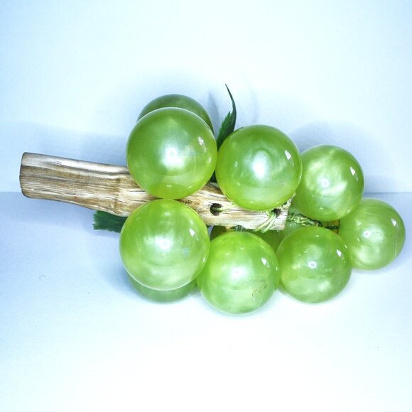 Decorative Green Grapes On Wood Vine Glass MCM Kitchen Dining Decor - Picture 7 of 7